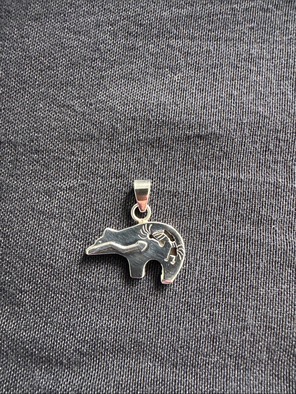 Sterling Silver Native American Bear pendant with kokopelli (AR artist stamp)
